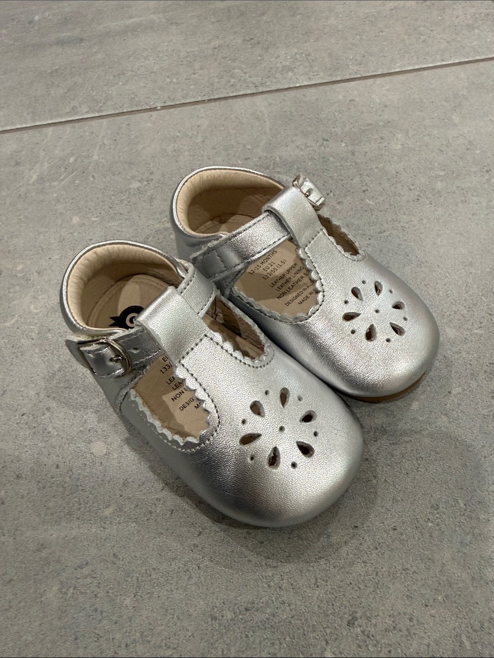 Old Soles Silver T-Strap Mary Jane Baby Shoes